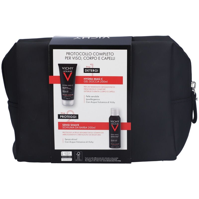 Vichy Pochette Regalo Uomo Hydra Mag C Gel Doccia 200 ml + Sensi Shave Schiuma da Barba 200 ml Promo